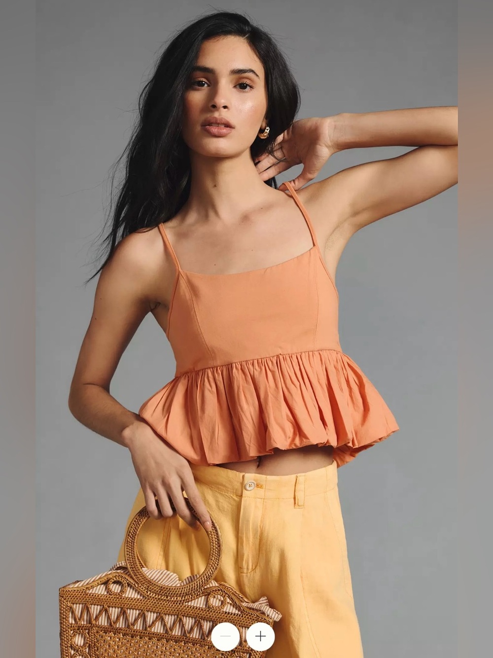 Maeve Ruffled Bubble-Hem Cropped Tank